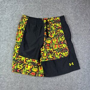 Under Armour Shorts Mens Large Black Yellow Red Rasta Jamaican Loose  Soccer